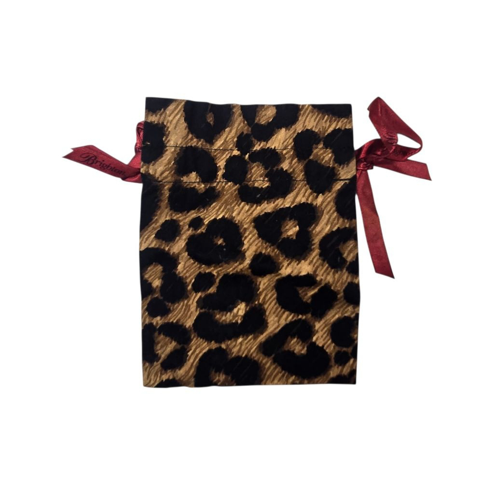 Brighton Jewelry Bag Leopard Print Drawstring Travel Bag Medium Size Brown Black